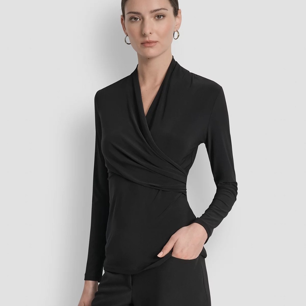 DKNY wrapped top matte jersey